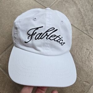 Fabletics The Dad Hat White Spellout Black Embroidered Letters Adjustable Crisp